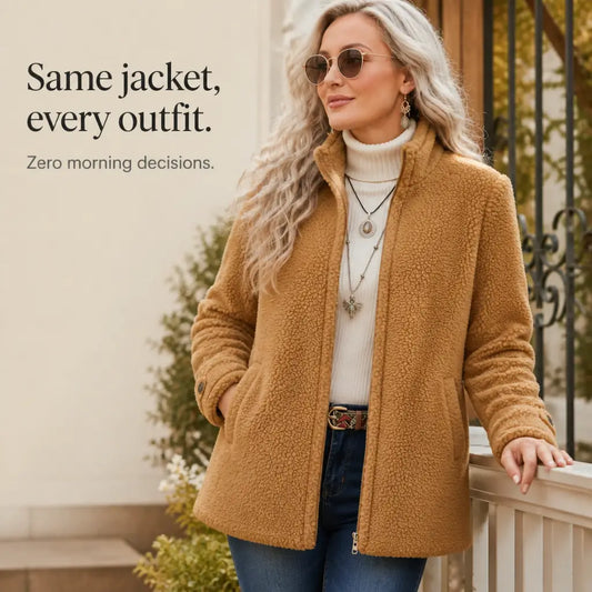 Full-Zip Lambswool-Feel Stand Collar Jacket