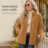 Full-Zip Lambswool-Feel Stand Collar Jacket