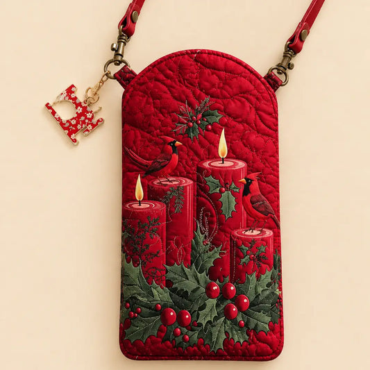Holiday Cardinals Quilted Slim Phone Crossbody Bag
