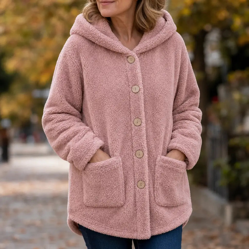 Button-Front Hooded Winter Jacket
