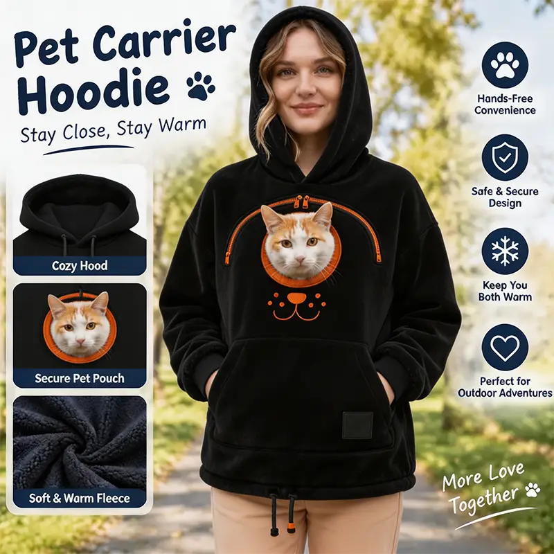 Cozy Pet Carrier Hoodie Built in Pouch for Cats Small Dogs