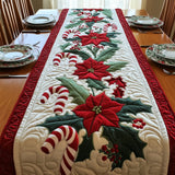 Poinsettia Elegance Quilted Table Runner