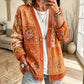 Collarless Soft-Denim-Look Button-Down Cardigan