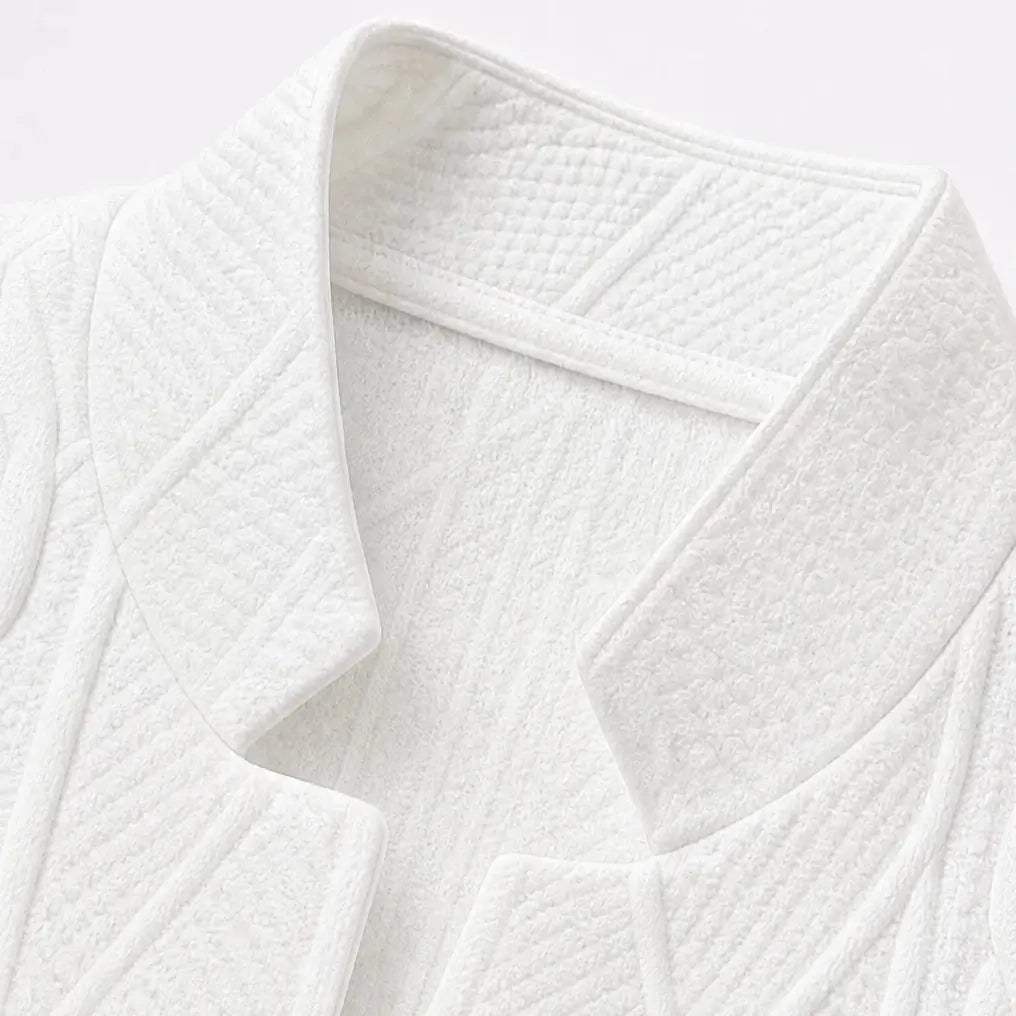 Textured Knit Stand-Collar Open-Front Blazer
