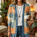 Geometric Stripe Print 3D Digital Printing Denim Shirt