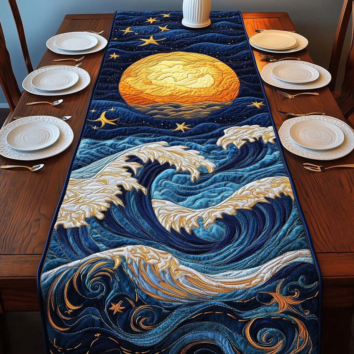 Sound of Ocean Quilted Table Runner