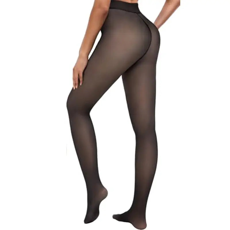 Women's Fleece Lined Tights Body Slimming Leggings Sheer Fake Translucent