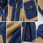 Women's Denim Jackets Long Hooded Patchwork Zip Up Jacket
