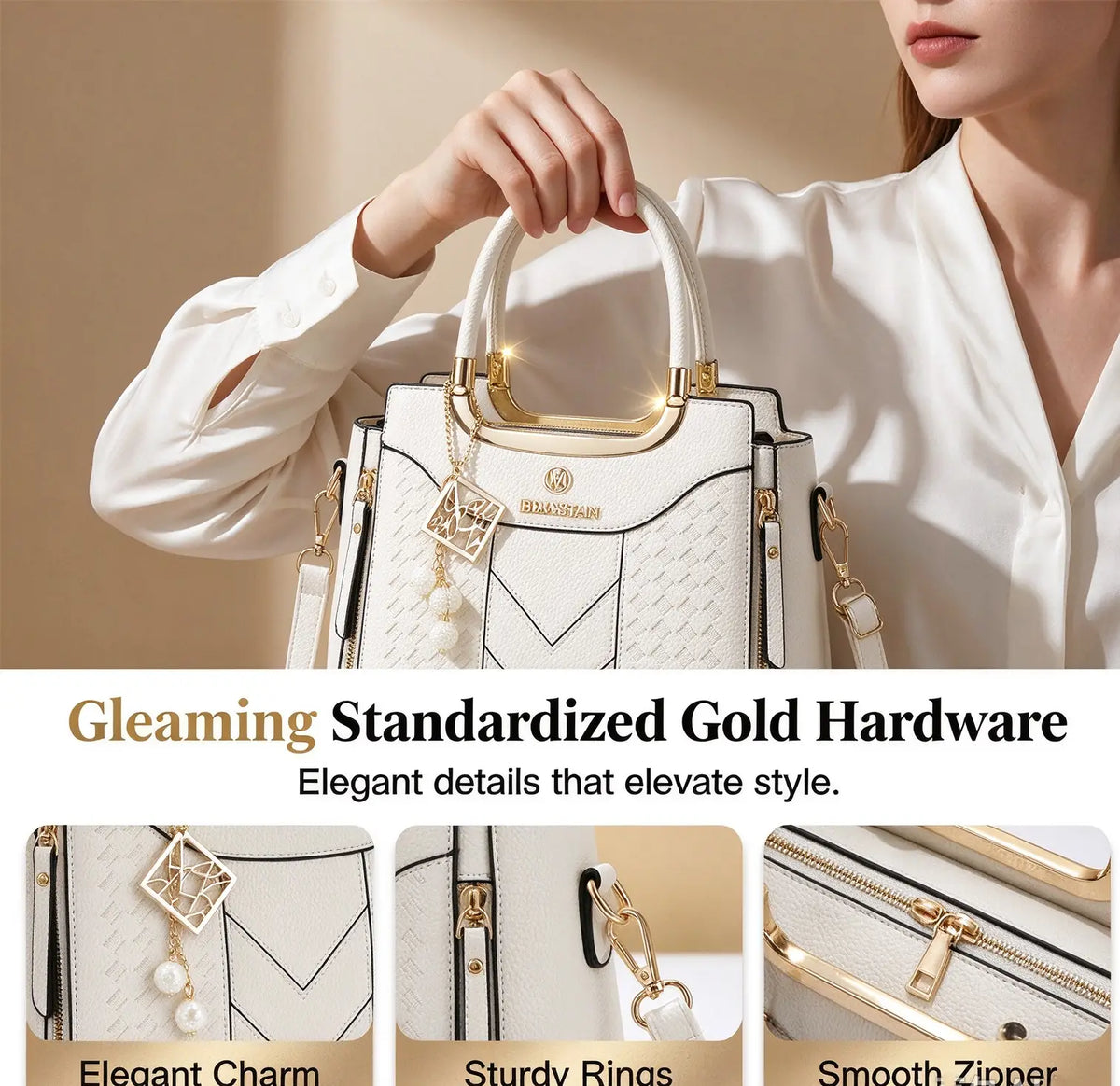 3 PCS Women's Elegant Embroidered Pattern Tote Bag