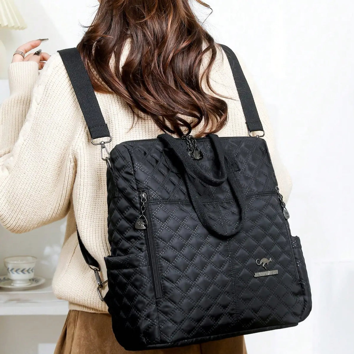 Anti-Theft Vintage Quilted Nylon Women's Backpack