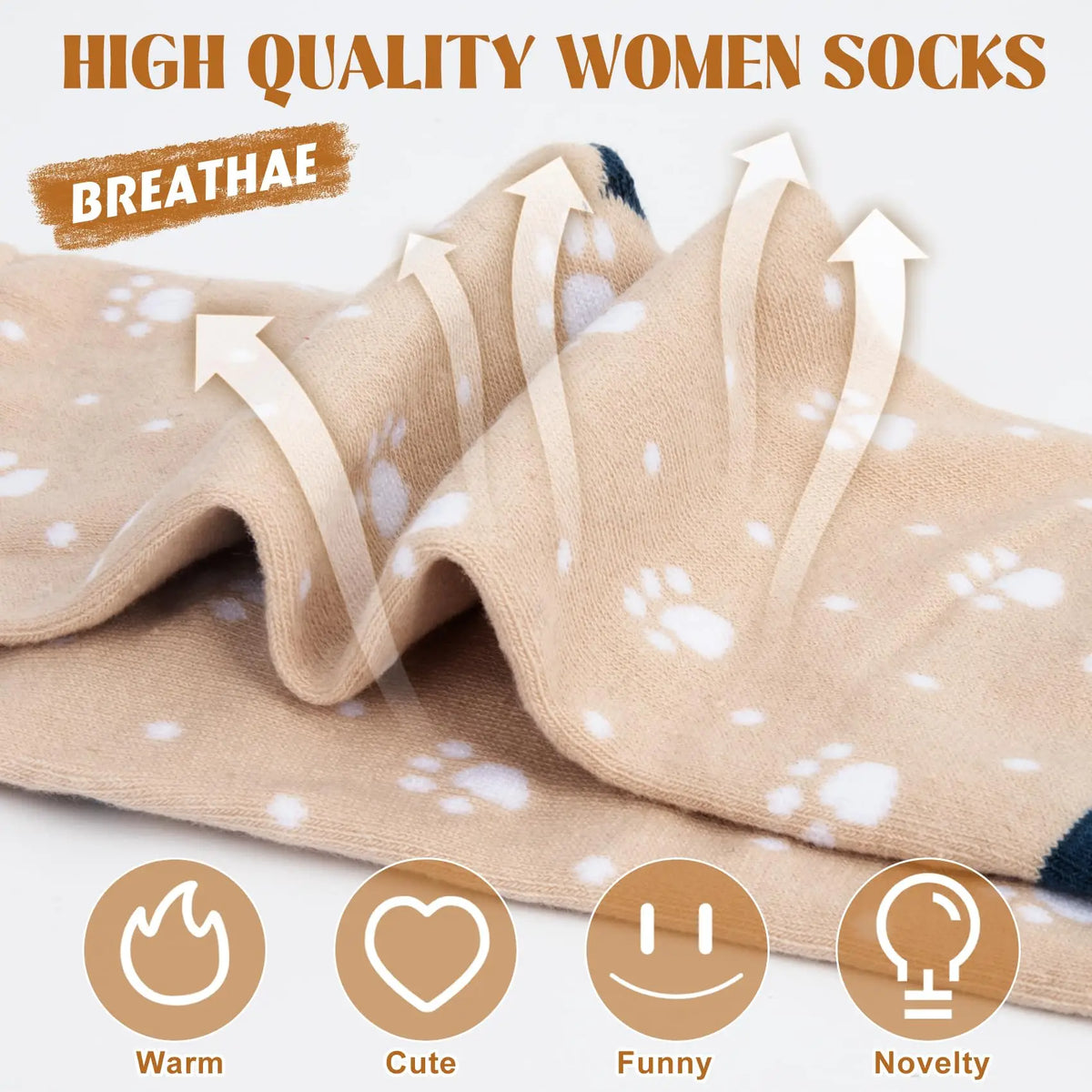 Cartoon Cat Animal Face Socks 5 Pairs