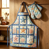 Starfish Quilted Apron Set (2-Piece) – Padded Apron + Heat-Resistant Oven Mitts