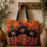 Floral Poodle Handmade Tote Bag