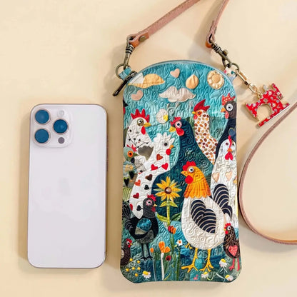 Cross Dove Floral Bible Verse Quilted Slim Phone Crossbody Bag