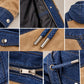 Women's Denim Jackets Long Hooded Patchwork Zip Up Jacket