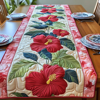 Hibiscus Charm Quilted Table Runner