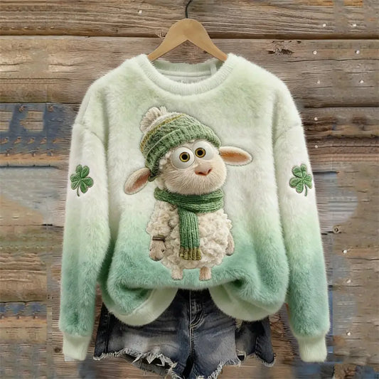 Sheep Clover Cozy Plush Sweatshirt