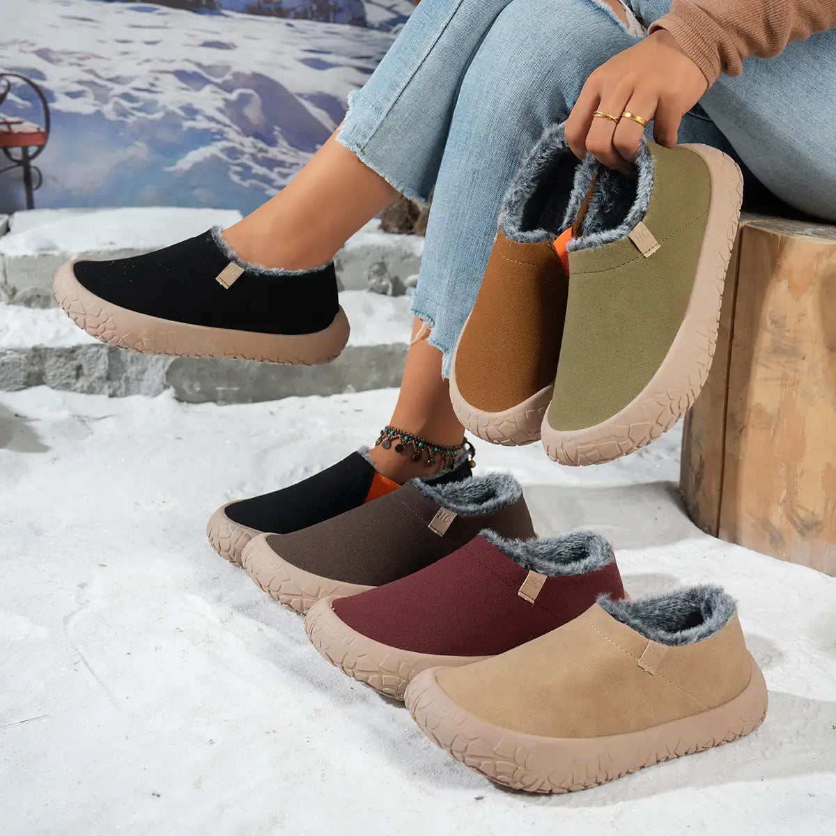 Women's Warm Slip-On Winter Snow Shoes