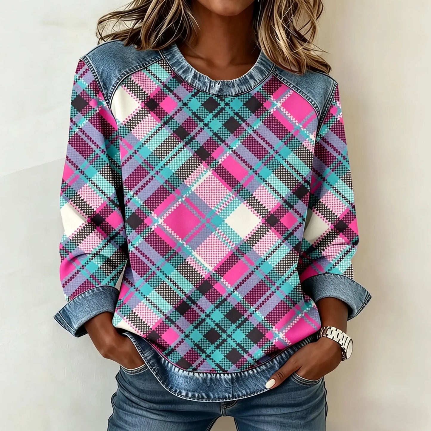 Patchwork Sweatshirt Women – Relaxed Urban Style