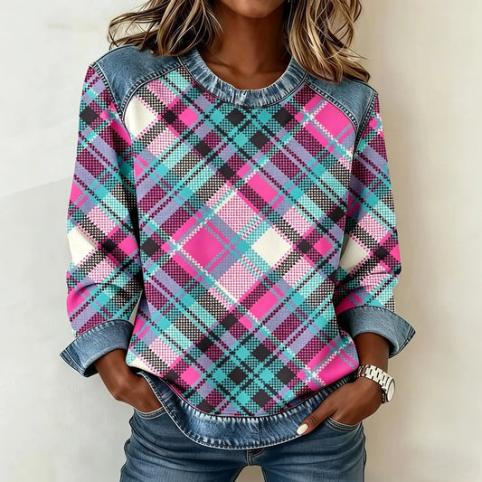 Patchwork Sweatshirt Women – Relaxed Urban Style