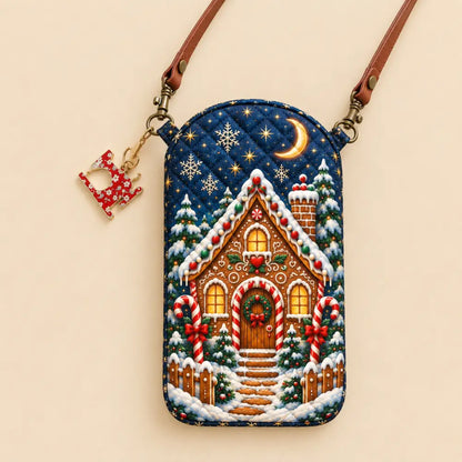 Gingerbread House Quilted Slim Phone Crossbody Bag