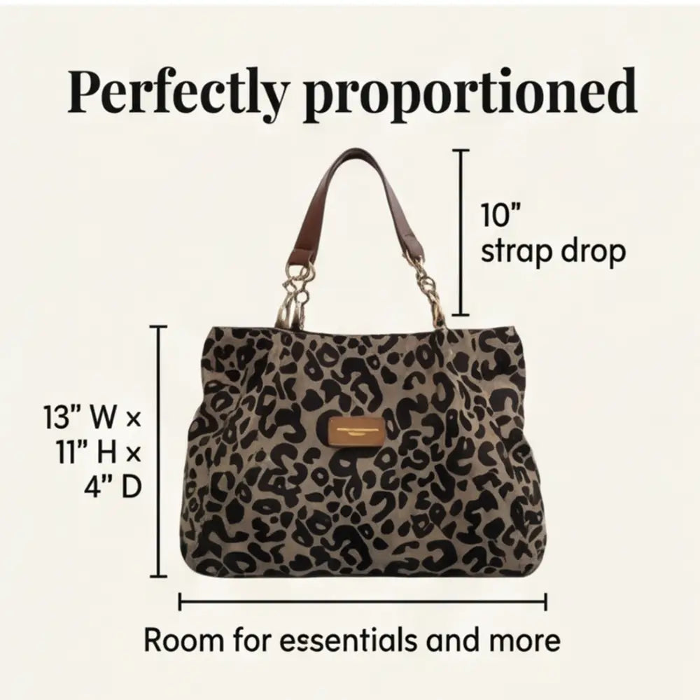 Leopard Print Tote with Chain Detail