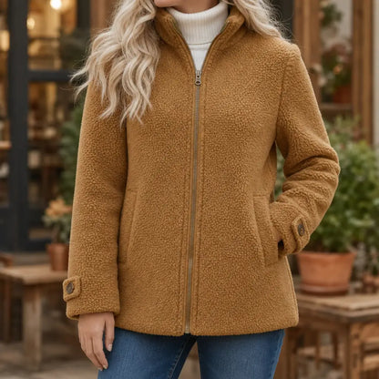 Full-Zip Lambswool-Feel Stand Collar Jacket