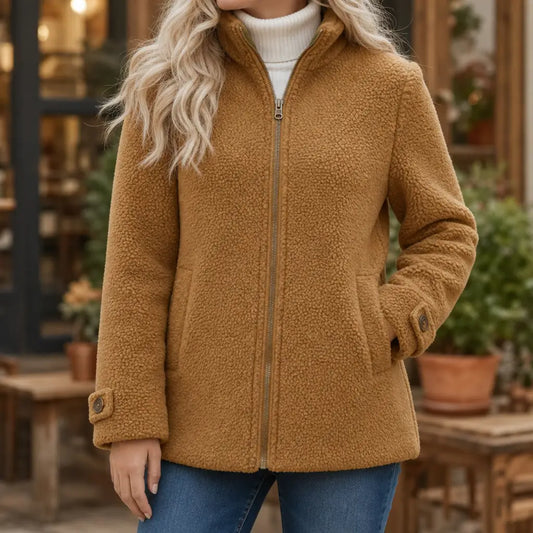 Full-Zip Lambswool-Feel Stand Collar Jacket