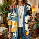 Vintage Poster Graphic Print 3D Digital Printing Denim Shirt