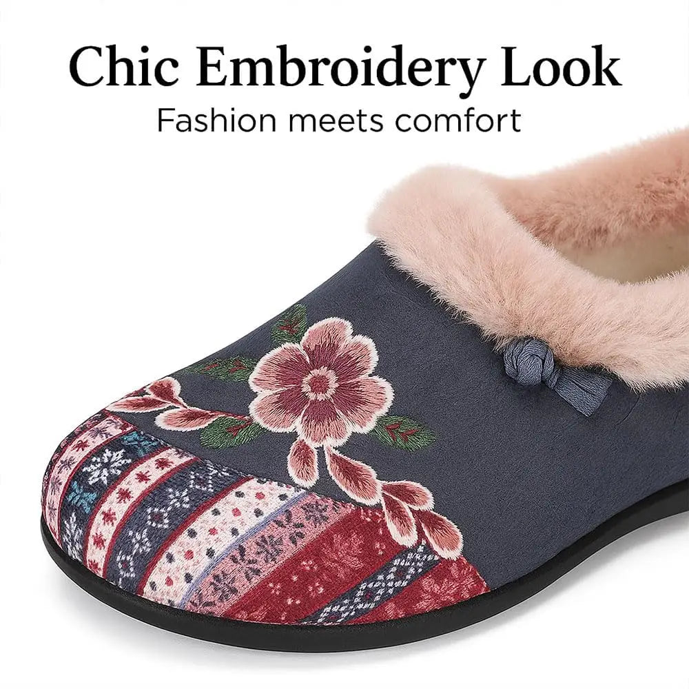 Women’s Winter Ankle Floral Embroidered Shoes