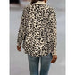 Contrast Rib Collar Leopard Print Corduroy Long Sleeve Shirt Jacket