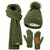 3 in 1 Winter Warmer Beanie Fleece Lined Knit Hat Scarf Gloves Gift Set