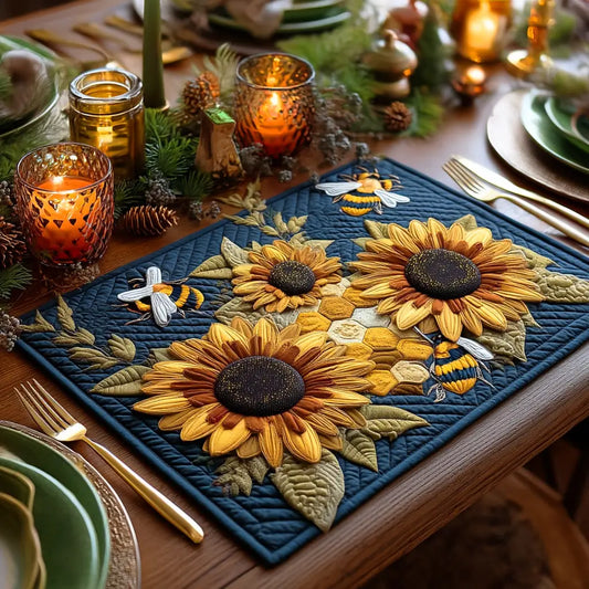 Sunflower & Bee Quilted Place Mat