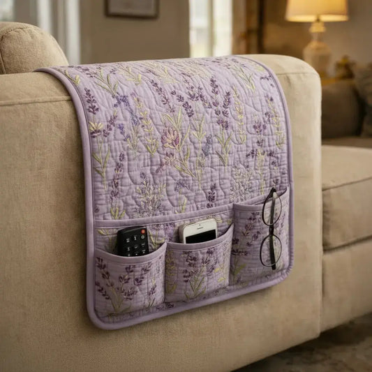 Lilac Meadow Quilted Sofa Armrest Organizer