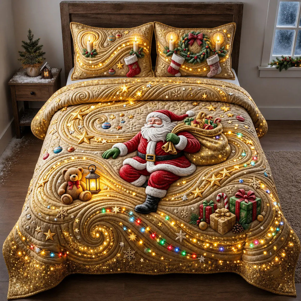 Christmas Flow Quilted Bedding Set