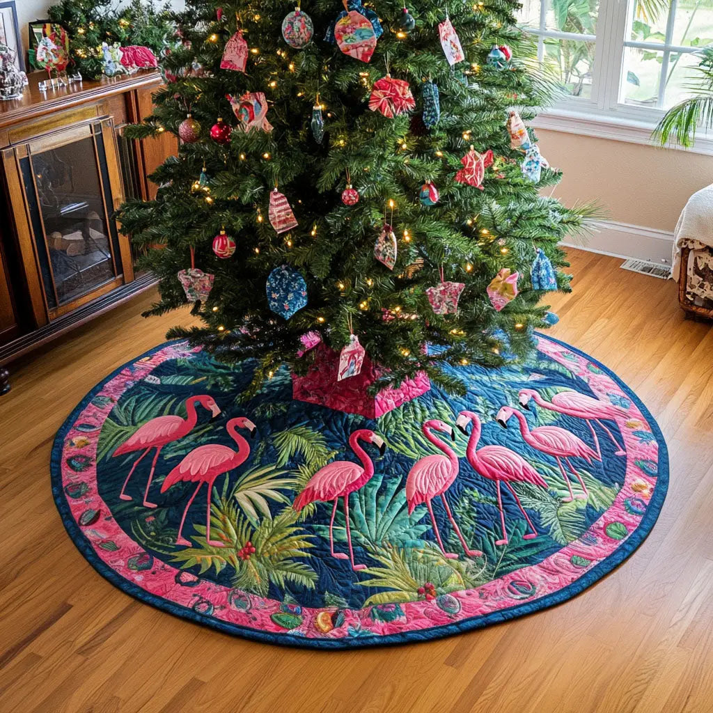 Pink Tropics Quilted Tree Skirt