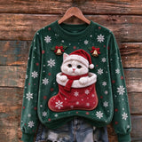 Christmas Cat Cozy Plush Sweatshirt