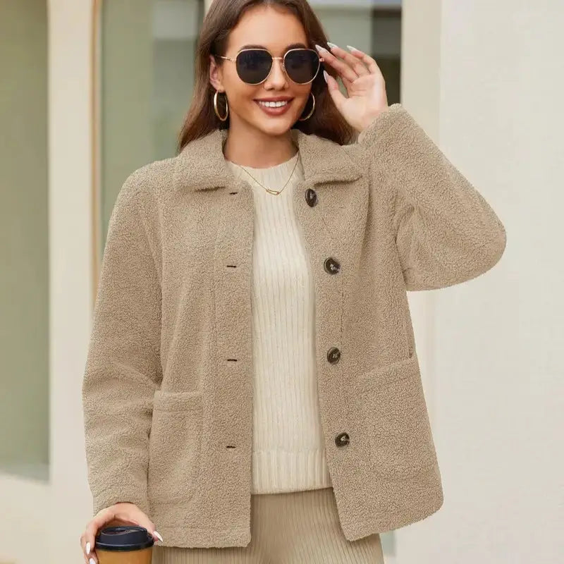 Women's Loose Soft Fleece Sherpa Teddy Jacket