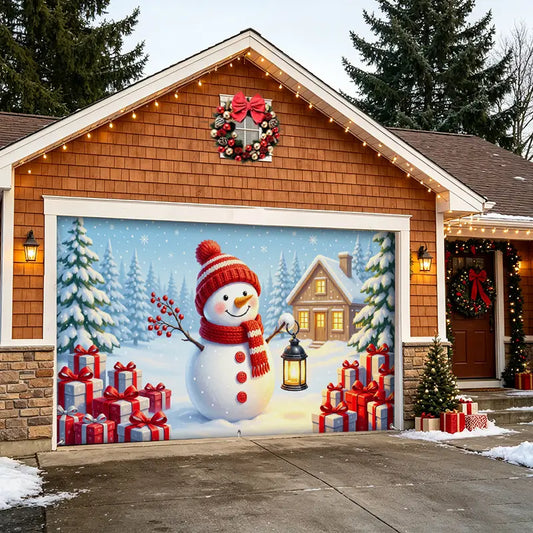 Single Snowman Gifts Garage Door Banner Decoration