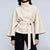 Women's Mandarin Collar Coat with Slanted Button Row