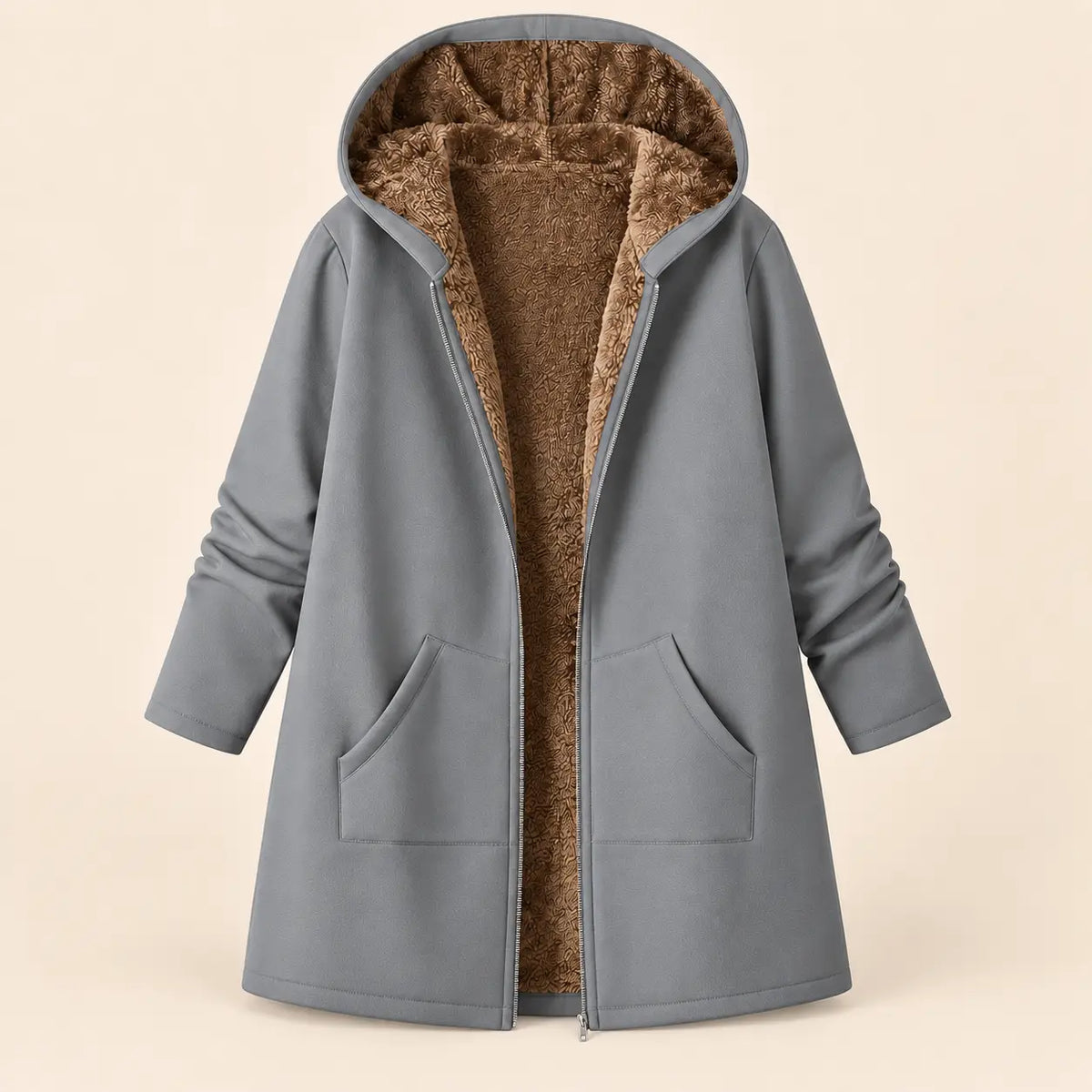 Winter Plush-Lined Cozy Hooded Coat