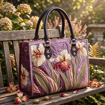 Iris Floral Quilted Leather Strap Bible Handbag