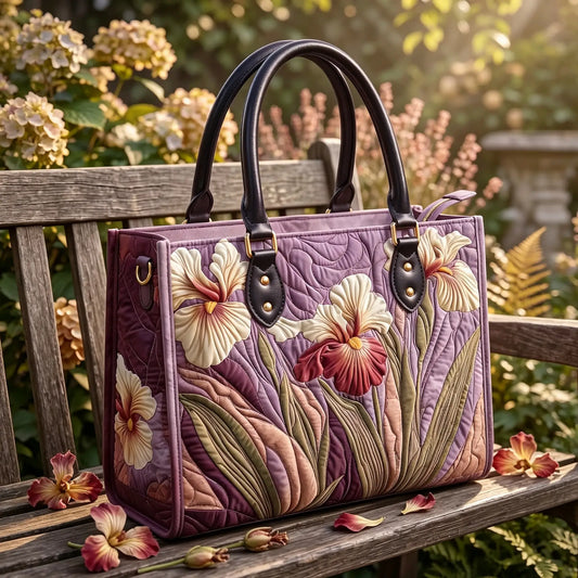 Iris Floral Quilted Leather Strap Bible Handbag