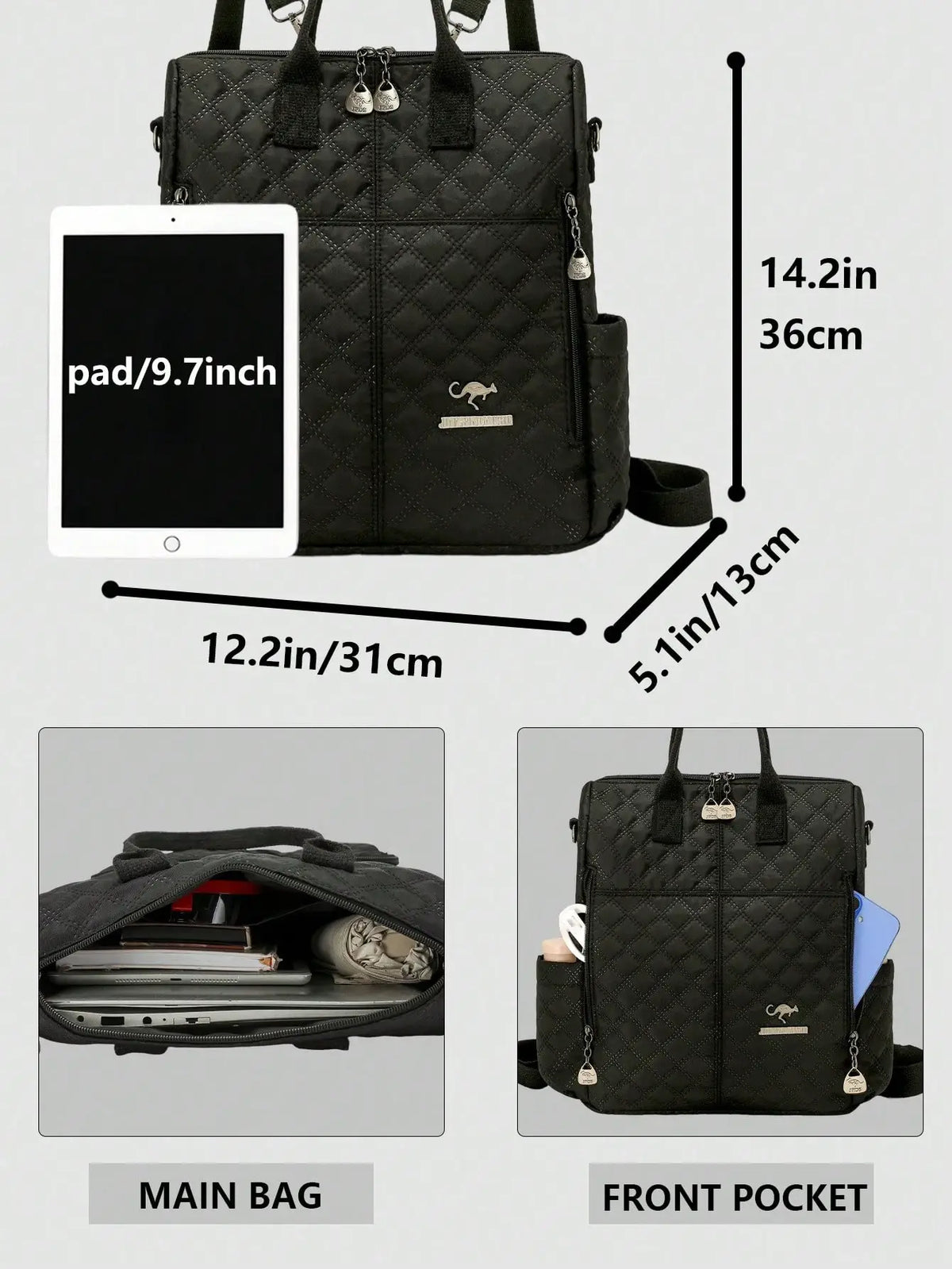 Anti-Theft Vintage Quilted Nylon Women's Backpack