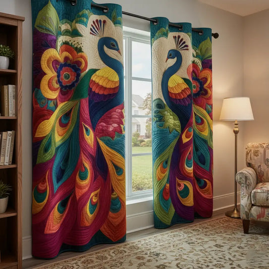 Colorful Feathers Quilted Curtains