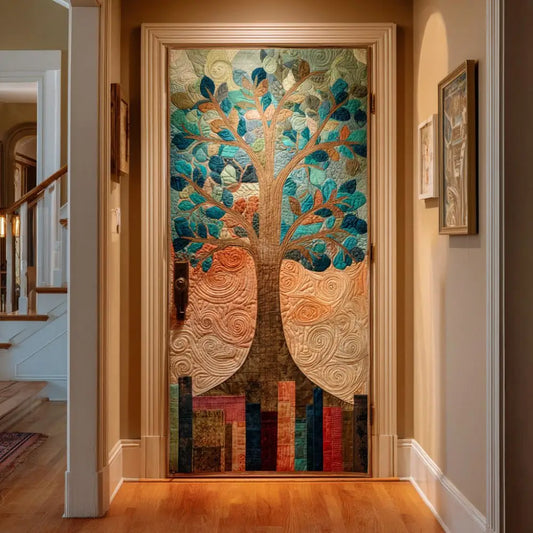 Colorful Life Tree Quilted Door Cover