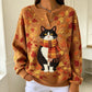 Christmas Retro 3D Digital Print Polo Sweatshirt With Buttons