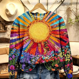 Sunflower Garden Colorful Boho Style Sweatshirt