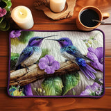 Hummingbird Purple Flower Quilted Place Mat