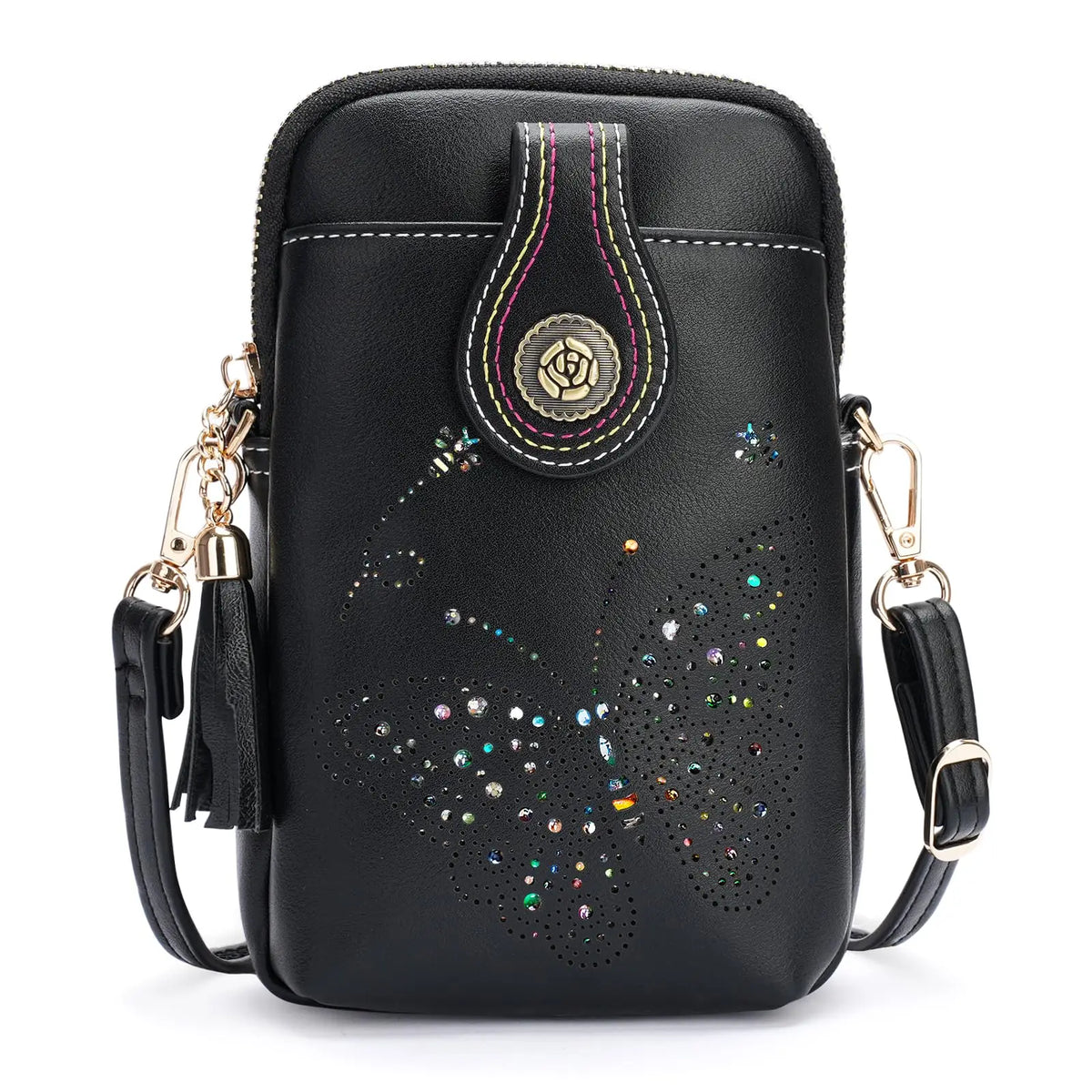 PU Small Openwork Carving Lightweight Crossbody Phone Bag